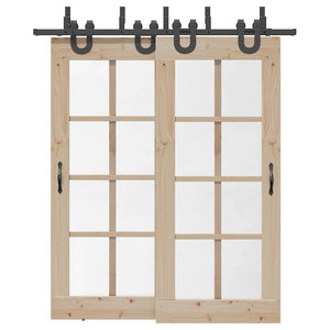 Vidaxl doos met onderdelen voor schuifdeur 200 cm staal zwart