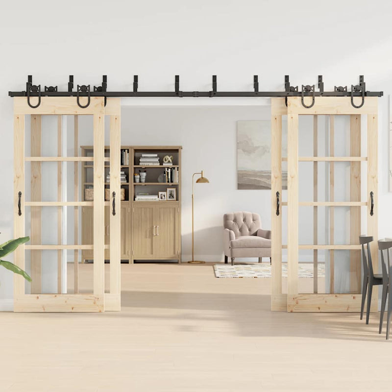 Chargez l'image dans la visionneuse de la galerie, Vidaxl doos met onderdelen voor schuifdeur 366 cm staal zwart
