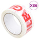 Vidaxl verpakkingstapes 36 st met fragile-print 48 mm x 66 m wit