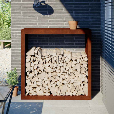 Vidaxl brandhoutrek 100x40x100 cm weervast staal