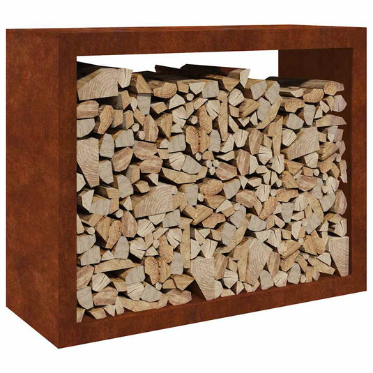Vidaxl brandhoutrek 100x40x80 cm weervast staal