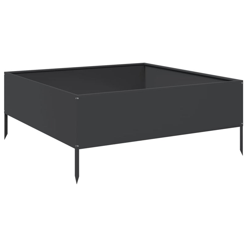 Cargue la imagen en el visor de la galería, Vidaxl plantenbak verhoogd 100x100x25 cm staal zwart
