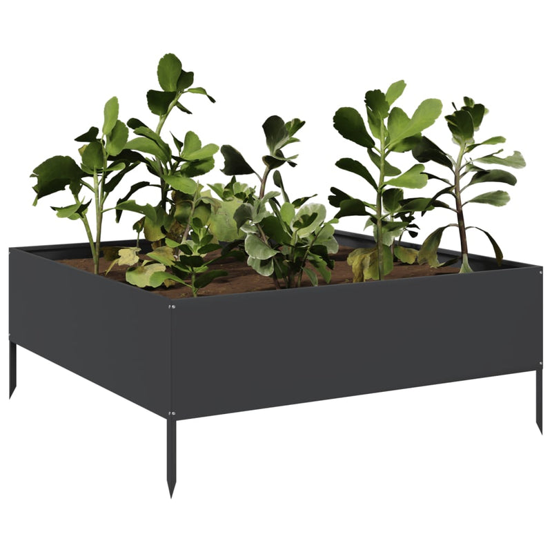 Cargue la imagen en el visor de la galería, Vidaxl plantenbak verhoogd 100x100x25 cm staal zwart

