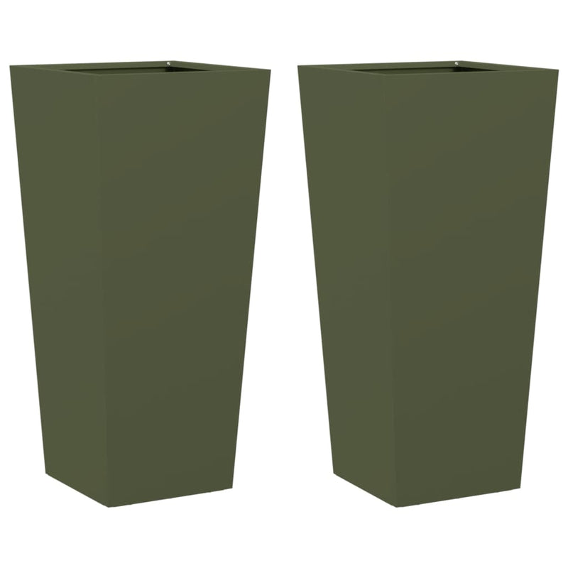 Load image into Gallery viewer, Vidaxl plantenbakken 2 st 35x35x75 cm staal olijfgroen
