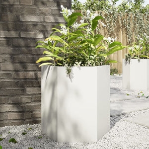 Vidaxl plantenbak zeshoek 46x40x45 cm staal wit