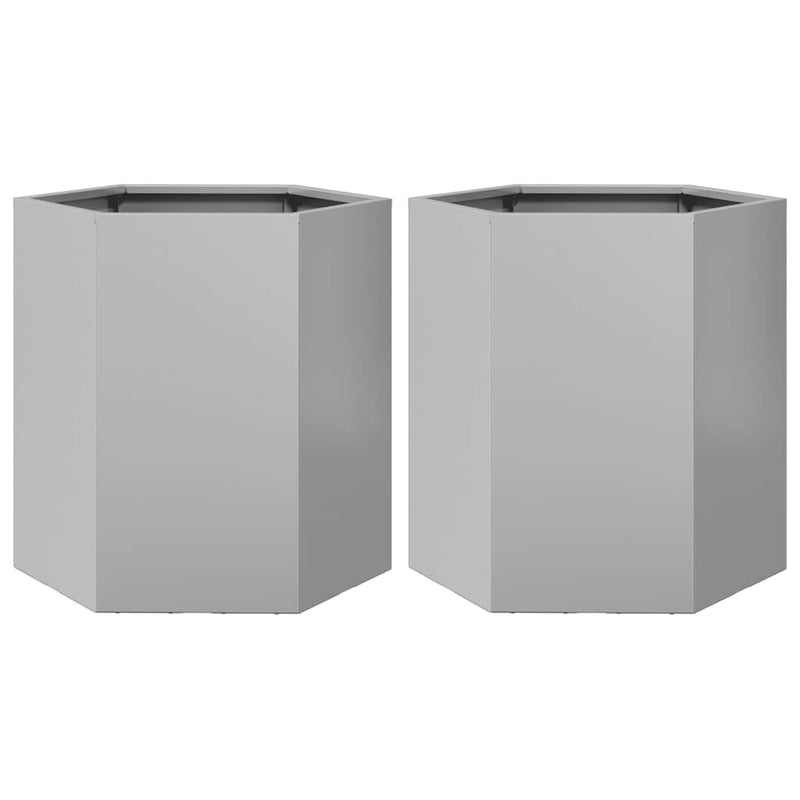 Load image into Gallery viewer, Vidaxl plantenbakken 2 st zeshoek 46x40x45 cm gegalvaniseerd staal

