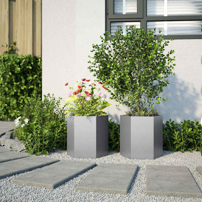 Load image into Gallery viewer, Vidaxl plantenbakken 2 st zeshoek 46x40x45 cm gegalvaniseerd staal
