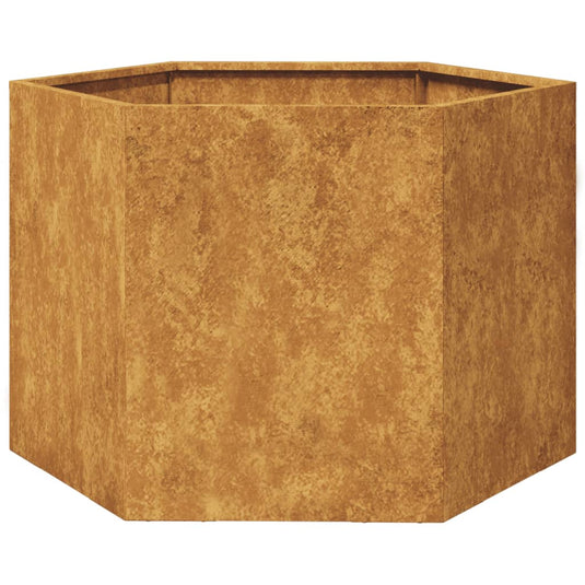 Vidaxl plantenbak zeshoek 69x60x45 cm weervast staal