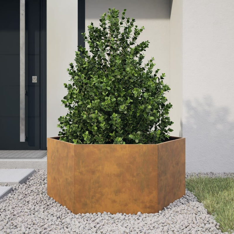 Load image into Gallery viewer, Vidaxl plantenbak zeshoek 104x90x45 cm weervast staal
