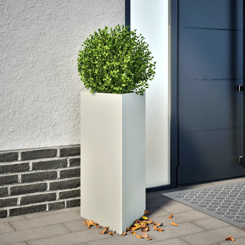 Load image into Gallery viewer, Vidaxl plantenbakken 2 st driehoek 40x34,5x70 cm staal wit
