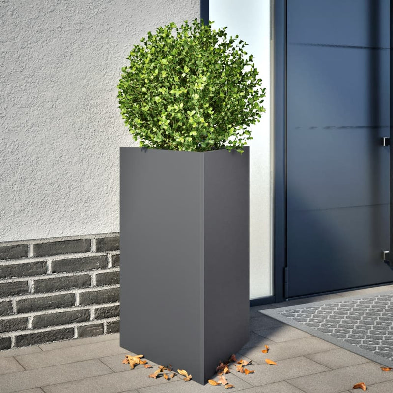 Load image into Gallery viewer, Vidaxl plantenbak driehoek 50x43x75 cm staal antracietkleurig
