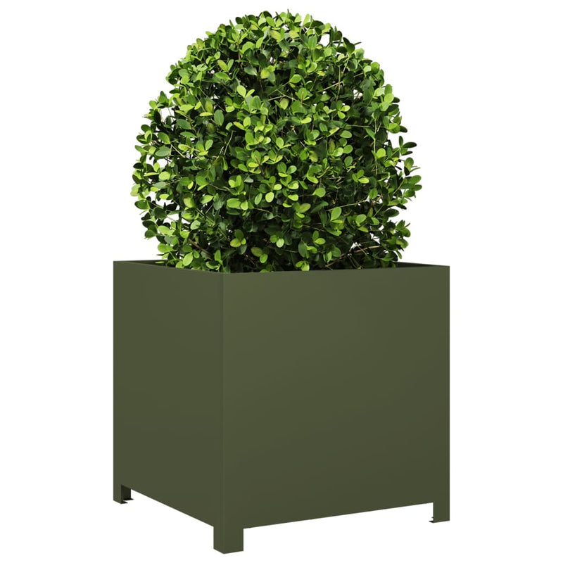 Load image into Gallery viewer, Vidaxl plantenbak 50x50x50 cm staal olijfgroen
