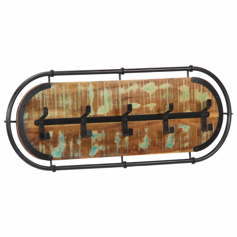 Load image into Gallery viewer, Vidaxl wandkapstok met 5 haken massief gerecycled hout
