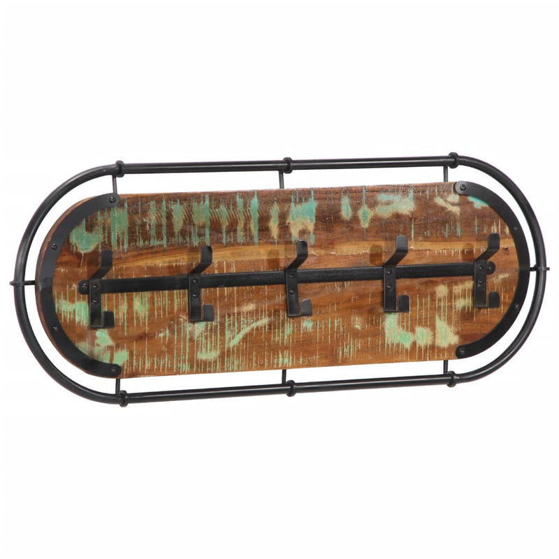 Load image into Gallery viewer, Vidaxl wandkapstok met 5 haken massief gerecycled hout
