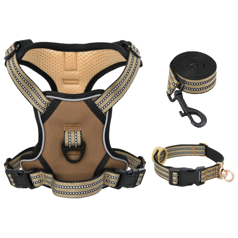 Load image into Gallery viewer, Vidaxl hondentuigje met riem en halsband verstelbaar s bruin
