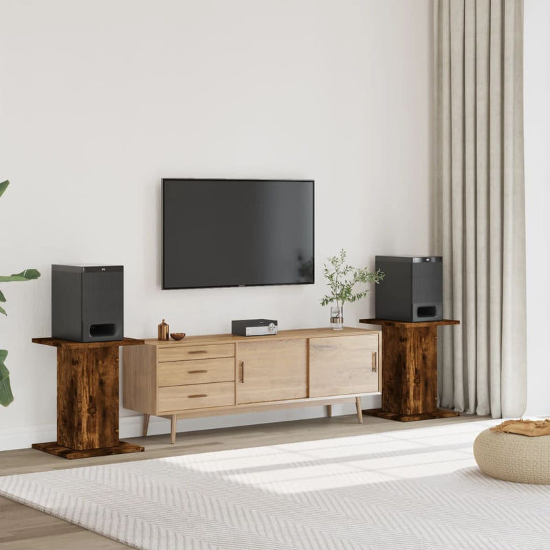 Load image into Gallery viewer, VidaXL Speakerstandaards 2 st 30x30x60 cm bewerkt hout gerookt eiken
