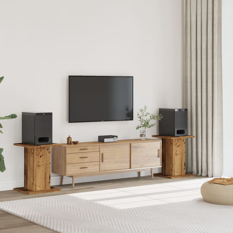 Afbeelding laden in galerijviewer, Vidaxl speakerstandaards 2 st 30x30x60 cm bewerkt hout oud houtkleurig
