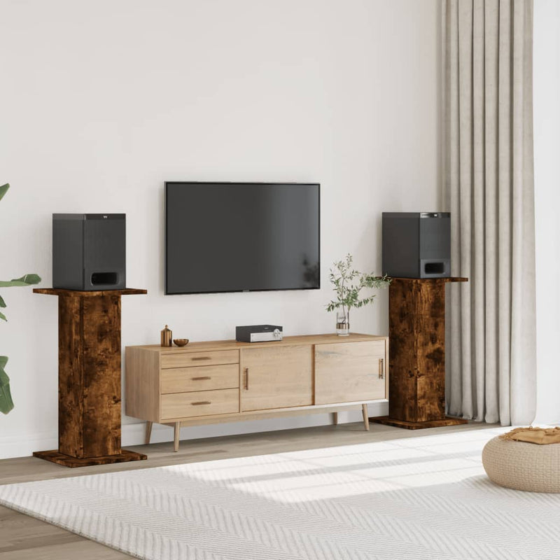 Load image into Gallery viewer, Vidaxl speakerstandaards 2 st 30x30x80 cm bewerkt hout gerookt eiken
