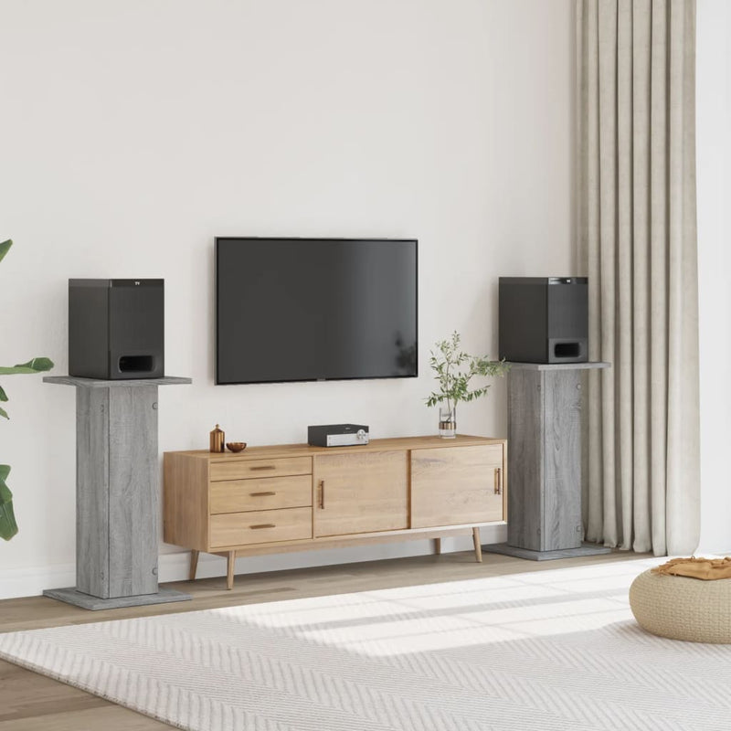 Load image into Gallery viewer, Vidaxl speakerstandaards 2 st 30x30x80 cm bewerkt hout grijs sonoma

