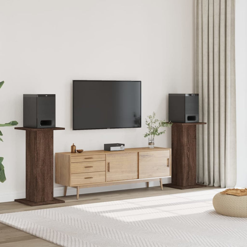 Load image into Gallery viewer, Vidaxl speakerstandaards 2 st 30x30x80 cm bewerkt hout bruin eiken
