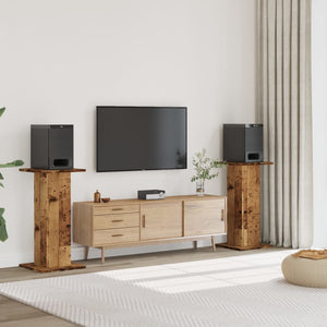 Vidaxl speakerstandaards 2 st 30x30x80 cm bewerkt hout oud houtkleurig