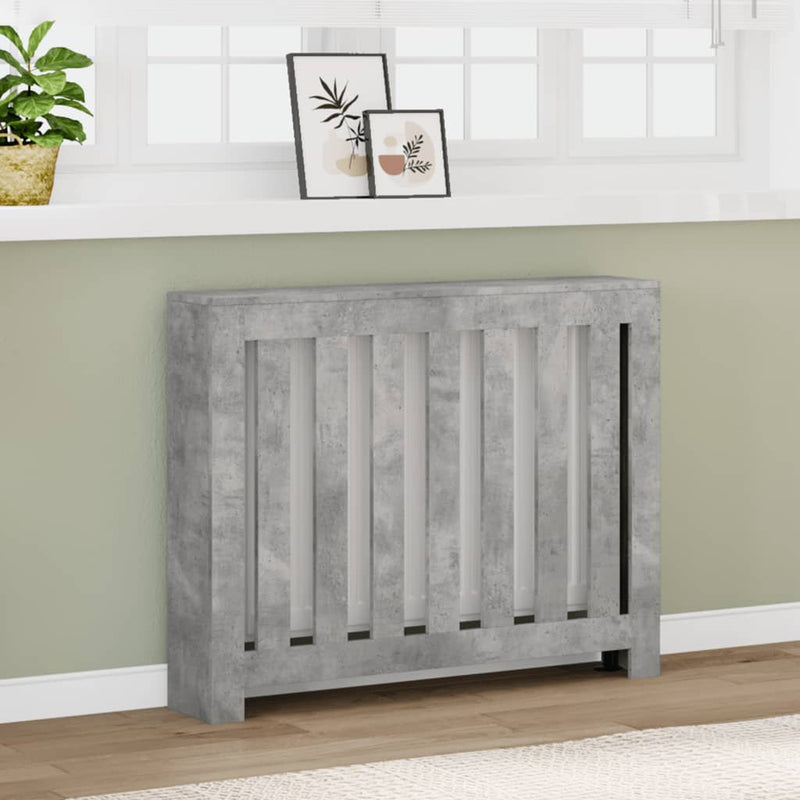 Load image into Gallery viewer, Vidaxl radiatorombouw 104x20x82 cm bewerkt hout betongrijs
