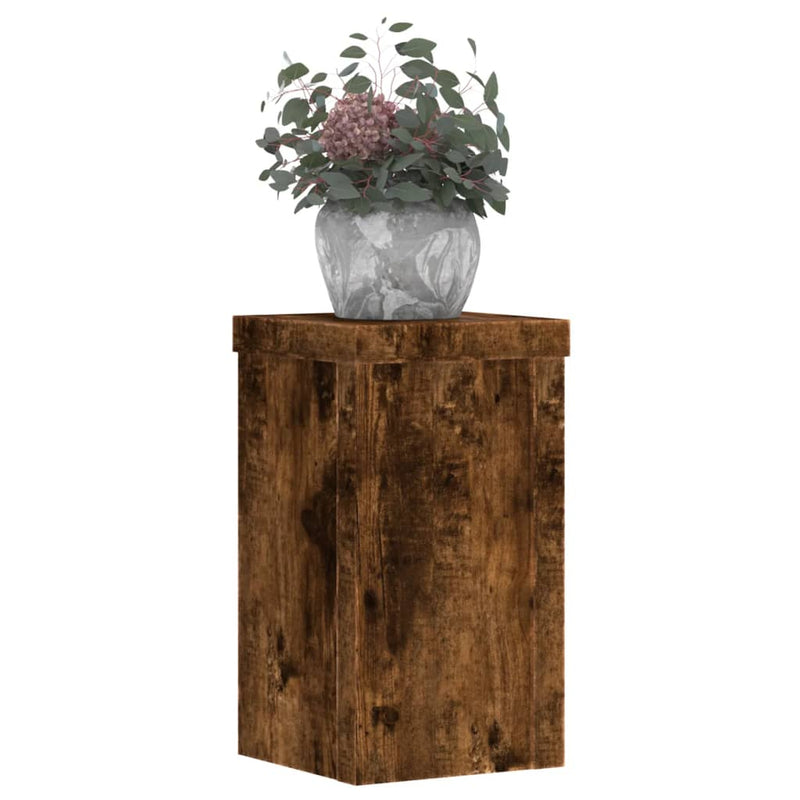 Load image into Gallery viewer, Vidaxl plantenstandaards 2 st 10x10x18 cm bewerkt hout gerookt eiken
