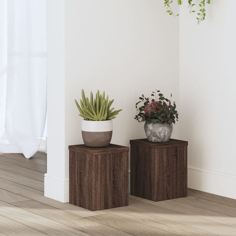 ギャラリービューアに画像をロードする, Vidaxl plantenstandaards 2 st 15x15x20 cm bewerkt hout bruin eiken
