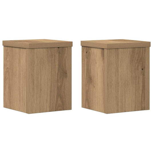 Vidaxl plantenstandaards 2 st 15x15x20 cm hout artisanaal eiken