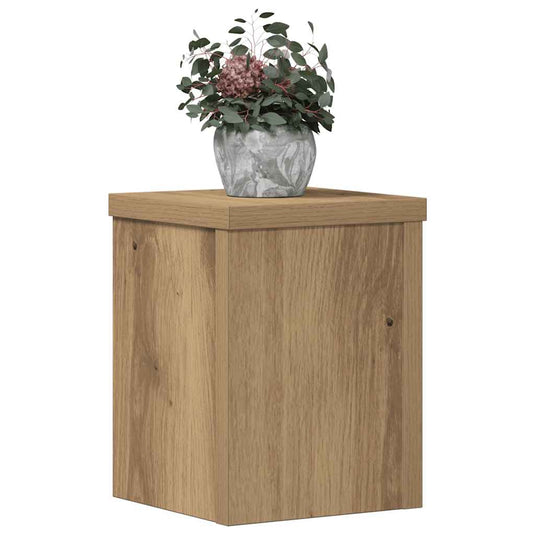 Vidaxl plantenstandaards 2 st 15x15x20 cm hout artisanaal eiken