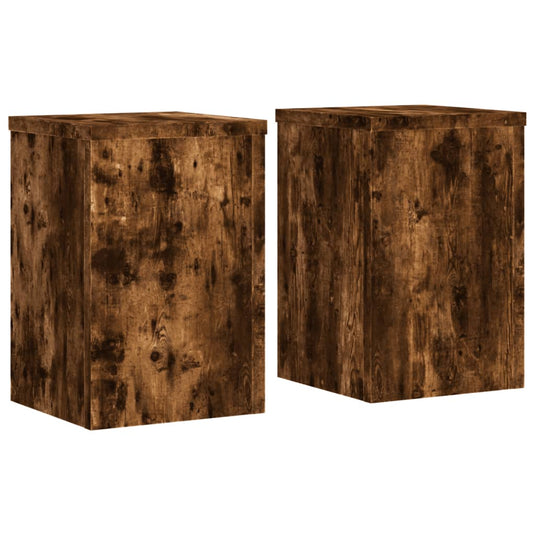 Vidaxl plantenstandaards 2 st 20x20x30 cm bewerkt hout gerookt eiken
