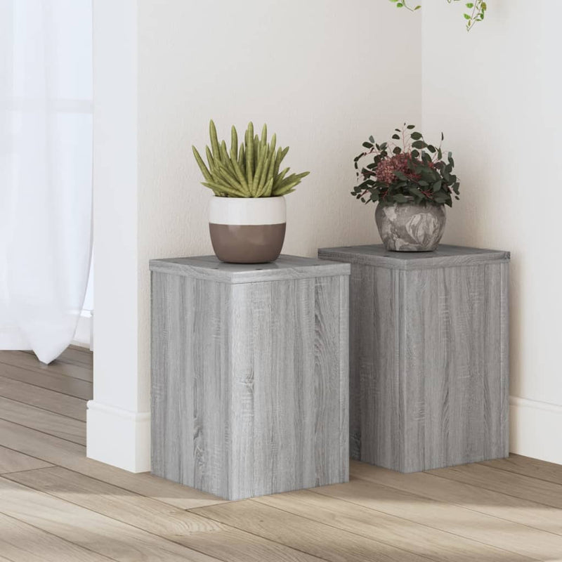 Load image into Gallery viewer, Vidaxl plantenstandaards 2 st 20x20x30 cm bewerkt hout grijs sonoma
