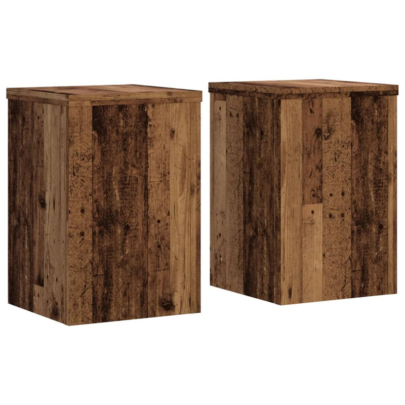 Load image into Gallery viewer, Vidaxl plantenstandaards 2 st 20x20x30 cm bewerkt hout oud houtkleurig
