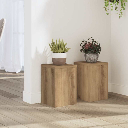 Vidaxl plantenstandaards 2 st 20x20x30 cm hout artisanaal eiken