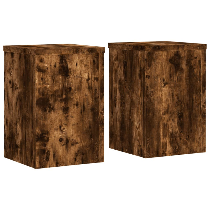 Load image into Gallery viewer, Vidaxl plantenstandaards 2 st 25x25x35 cm bewerkt hout gerookt eiken
