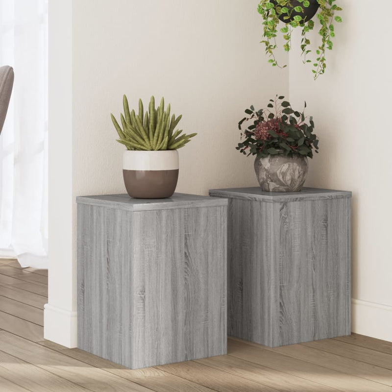 Load image into Gallery viewer, Vidaxl plantenstandaards 2 st 25x25x35 cm bewerkt hout grijs sonoma
