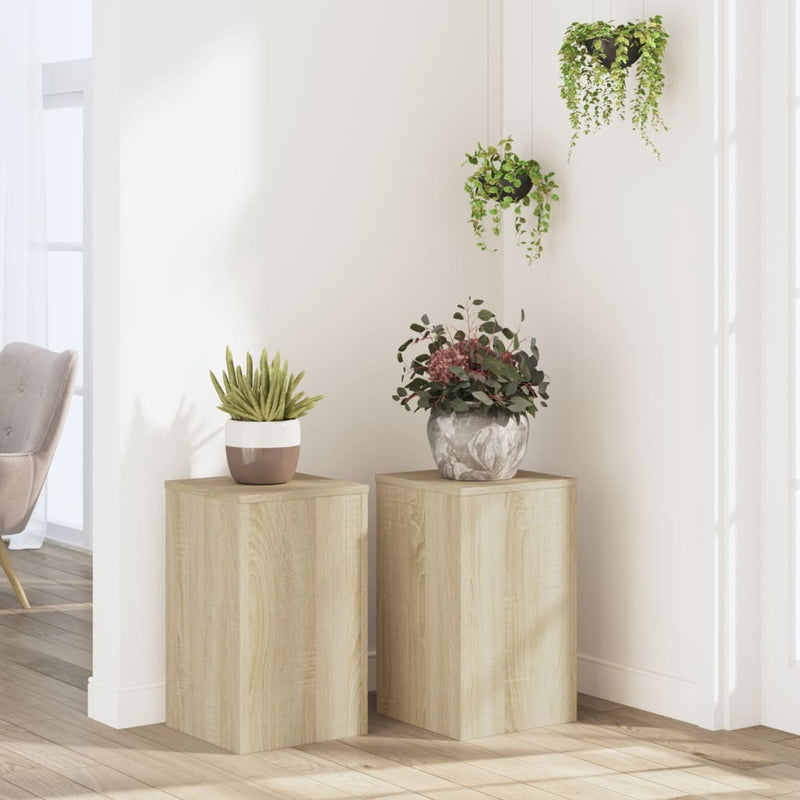 Load image into Gallery viewer, Vidaxl plantenstandaards 2 st 30x30x50 cm bewerkt hout sonoma eiken
