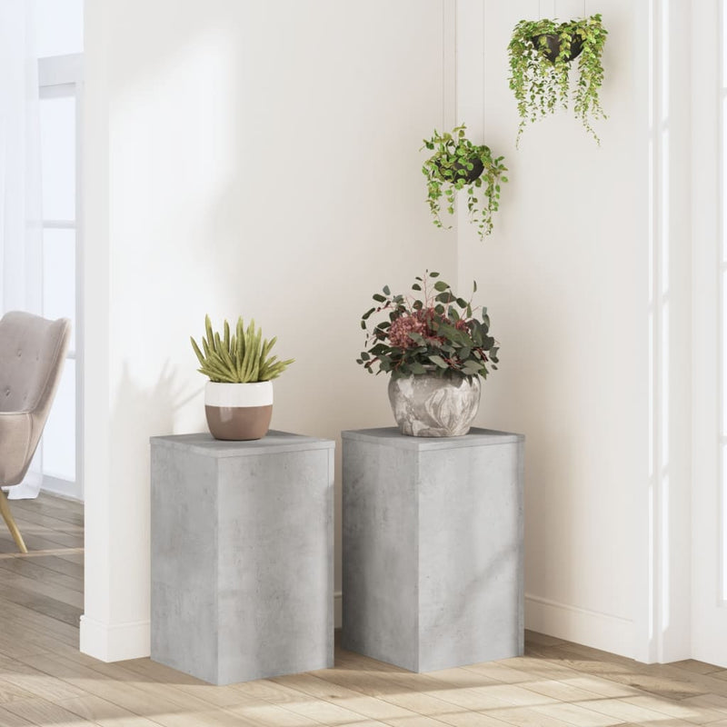 Load image into Gallery viewer, Vidaxl plantenstandaards 2 st 30x30x50 cm bewerkt hout betongrijs
