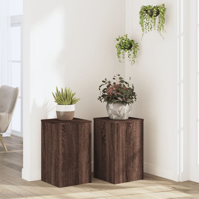 Load image into Gallery viewer, Vidaxl plantenstandaards 2 st 30x30x50 cm bewerkt hout bruin eiken
