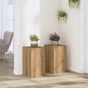 Vidaxl plantenstandaards 2 st 30x30x50 cm hout artisanaal eiken