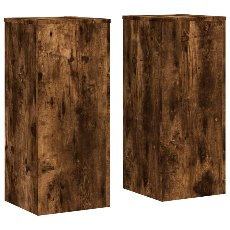 Load image into Gallery viewer, Vidaxl plantenstandaards 2 st 30x30x70 cm bewerkt hout gerookt eiken
