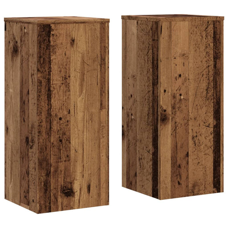 Load image into Gallery viewer, Vidaxl plantenstandaards 2 st 30x30x70 cm bewerkt hout oud houtkleurig
