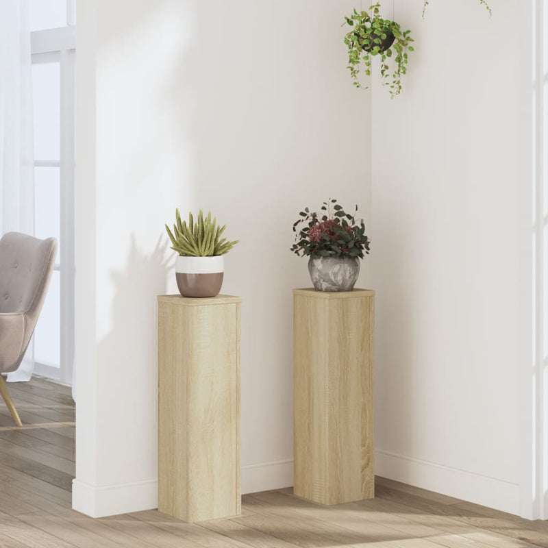 Load image into Gallery viewer, Vidaxl plantenstandaards 2 st 17x17x60 cm bewerkt hout sonoma eiken
