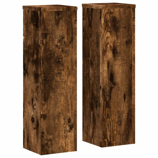 Vidaxl plantenstandaards 2 st 17x17x60 cm bewerkt hout gerookt eiken
