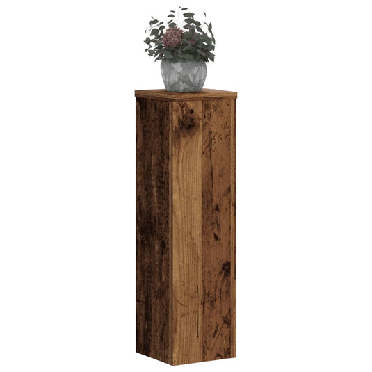 Vidaxl plantenstandaards 2 st 17x17x60 cm bewerkt hout oud houtkleurig