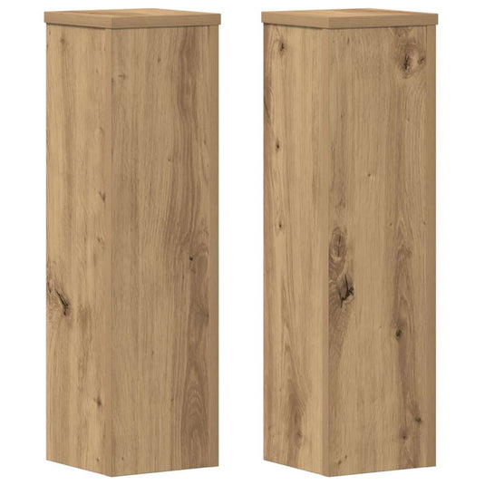 Vidaxl plantenstandaards 2 st 17x17x60 cm hout artisanaal eikenkleurig