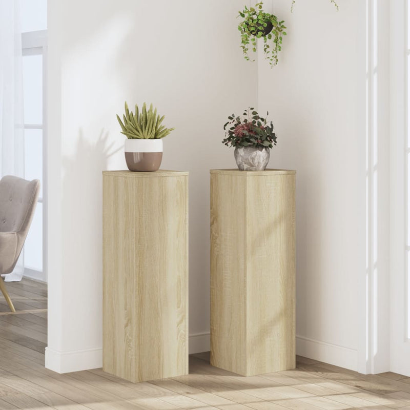 Load image into Gallery viewer, Vidaxl plantenstandaards 2 st 25x25x80 cm bewerkt hout sonoma eiken
