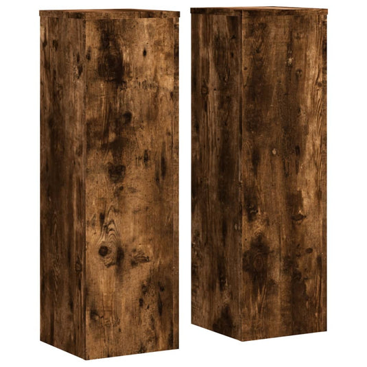 Vidaxl plantenstandaards 2 st 25x25x80 cm bewerkt hout gerookt eiken