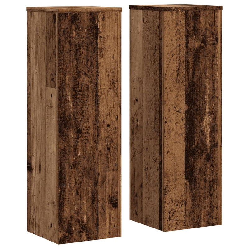Load image into Gallery viewer, Vidaxl plantenstandaards 2 st 25x25x80 cm bewerkt hout oud houtkleurig
