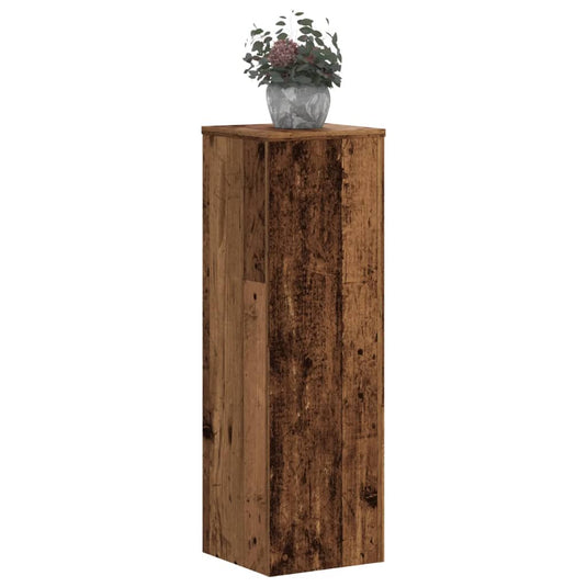 Vidaxl plantenstandaards 2 st 25x25x80 cm bewerkt hout oud houtkleurig